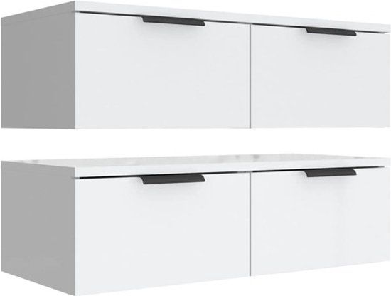 vidaXL Wandkasten 2 st 68x30x20 cm bewerkt hout wit