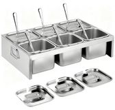 Bacs à ingrédients - 6 x 2 litres - Inox - Avec couvercles et cuillères