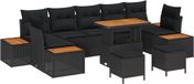 vidaXL Tuinbank Set Zwart Poly Rattan