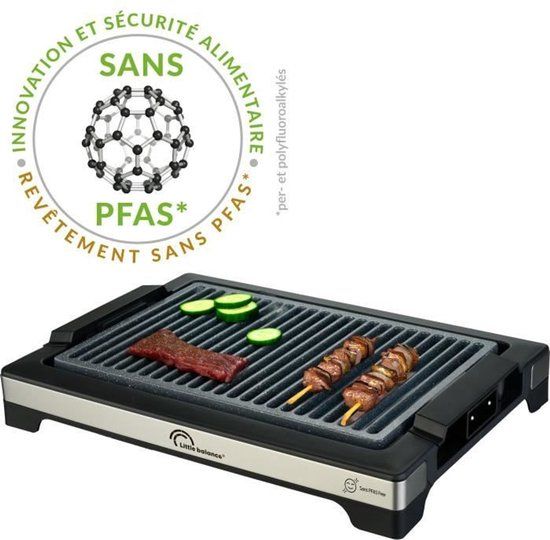 Little Balance 8863 elektrische tafelgrill - Easy Nopifas - Kookoppervlak 38 x 25 cm - PFAS-vrije microkeramische coating - 2000W