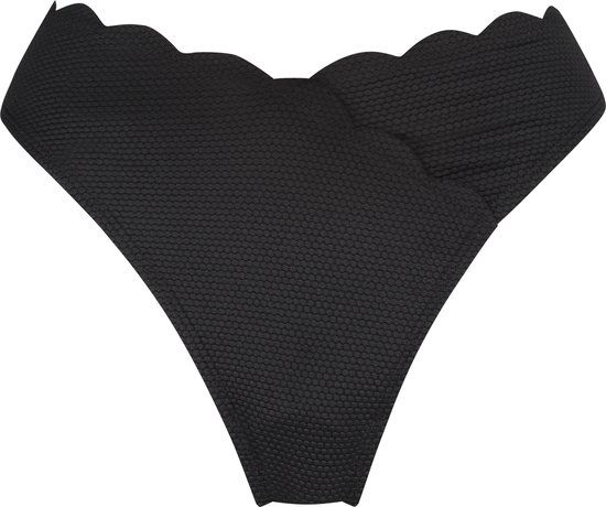 Hunkemöller Scallop High Leg Bikini Bottom - Black - Size M