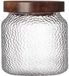 Sans marque Pot de stockage en verre avec couvercle en bois, 400 ml