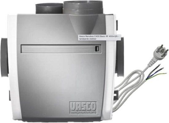 Vasco Basic RF LE ventilatieunit exclusief schakelaar - Grijs - 50W - Muurventilator