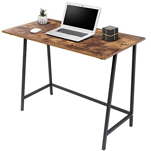 BAKAJI Bureau voor pc-computer, tafelblad van MDF-hout, antieke look, met metalen frame, inrichting, thuis, kantoor, modern industrieel design, afmetingen 100 x 50 x 75 cm