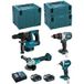 Makita - Kit Mk408rtj (dhr243 Dhp481 Dtd154 Dga504 2 X 5,0 Ah Dc18rc Makpac 2 Makpac 3 Makpac 4)