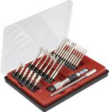 Donau Elektronik 815028 Bitset 27-delig Plat, Kruiskop Phillips, T-profiel, Dop (zeskant)