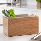 KAZAI. Design Organic Afvalbak -Holma- | 4.5L, Vaatwasmachinebestendig en gemaakt van echt houtfineer | Keukencompostbak voor organisch afval | Eiken