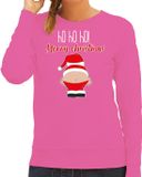 Bellatio Decorations foute kersttrui/sweater dames - Kerstman - roze - Merry Christmas S