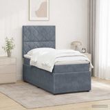 vidaXL LED Boxspringbed met Matras Donkergrijs 90 x 200 cm Fluweel