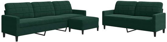 vidaXL 3-delige Loungeset met kussens fluweel donkergroen