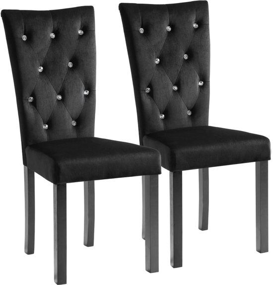 vidaXL Eetkamerstoelen 2 stuks fluweel zwart