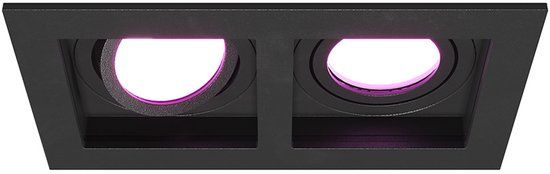 HOFTRONIC SMART HOFTRONIC Fresno Smart Dubbele Inbouwspot - Rechthoek - 2x GU10 - RGBWW - 10 Watt 690 lumen - Kantelbaar - IP20 - Zwart