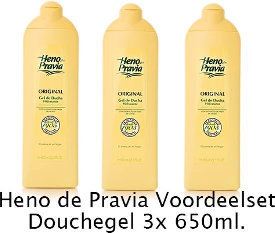 Heno de Pravia - 650 ml - Douchegel - 3 st - Voordeelverpakking Heerlijke Spaans geurende douchegel