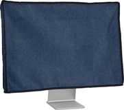 kwmobile beschermhoes monitor geschikt voor 27-28" Monitor - Computerscherm cover van linnen - Computer accessoires - PC scherm hoes in blauwgrijs