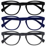 Opulize Pop 3 Stuks Retro Ronde Glad Mat Roze Purper Groen Mannen Vrouwen Leesbril Scharnieren Met Veer RRR2-456