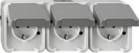 Merten Schneider Electric 4074953 Aquastar Compleet Wandcontactdoos met randaarde en klapdeksel spatwaterdicht Lichtgrijs 3-vo