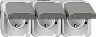 Merten Schneider Electric 4074953 Aquastar Compleet Wandcontactdoos met randaarde en klapdeksel spatwaterdicht Lichtgrijs 3-vo