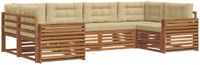 vidaXL Hoek loungeset 6-persoons Natuurlijk en Beige Massief Acacia Hout