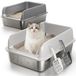 Merkloos Kattenbak Roestvrij staal Donkergrijs en lichtgrijs 60 x 40 x 21 cm