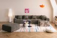 MILYsofa Canapé modulaire, 5 places avec méridienne, tissu chenille, housses de coussin amovibles (brun cendré, 5 places)