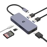 USB C HUB met 4K HDMI, 6-in-1 USB C multiport adapter, 2 USB 3.0, 100W PD, SD/TF kaartlezer compatibel met laptop, pc, toetsenbord, Windows, Mac OS, Linux systeem