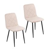 Baroni Home Set van 2 moderne stoelen met fluwelen bekleding en zwarte ijzeren poten voor woonkamer, slaapkamer, eetkamer, beige, 52 x 44 x 85 cm