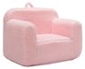 Banquette enfant, fauteuil en mousse, tissus d'ameublement sherpa, rose