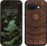 kwmobile telefoonhoesje geschikt voor Google Pixel 9a - Hoesje met bumper - hout - In donkerbruin Indian Sun design