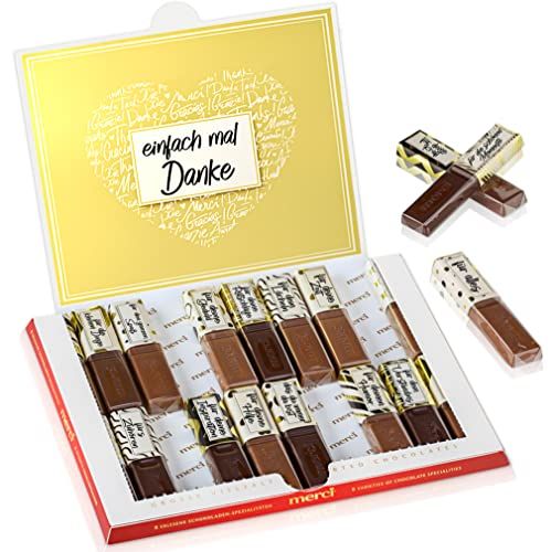 VULAVA Premium stickerset voor 2 x MERCI chocolade 250 g + online handleiding met 100 ideeën voor je verrassing - het persoonlijke cadeau-idee voor alle alledaagse helden, vrienden, collega's, moeder of vader