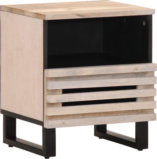 vidaXL Nachtkastje 40x34x46 cm massief gebleekt mangohout