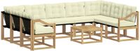 vidaXL Hoek loungeset 9 zitplaatsen Wit en crème Acacia hout
