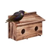 Relaxdays Nestkast Spreeuw - Hout - 2 Invliegopeningen 5 cm - Zitstokken - Hangend