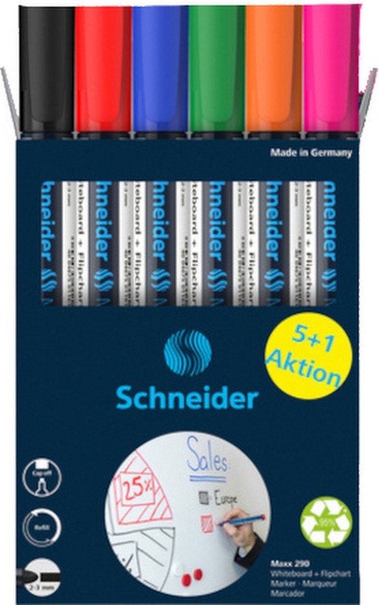 Schneider Schrijfwaren Schneider - whiteboardmarker - Maxx 290 - ronde punt - 3x doos - 5+1 gratis