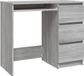 Bureau 90x45x76 cm bois traité gris aspect chêne sonoma