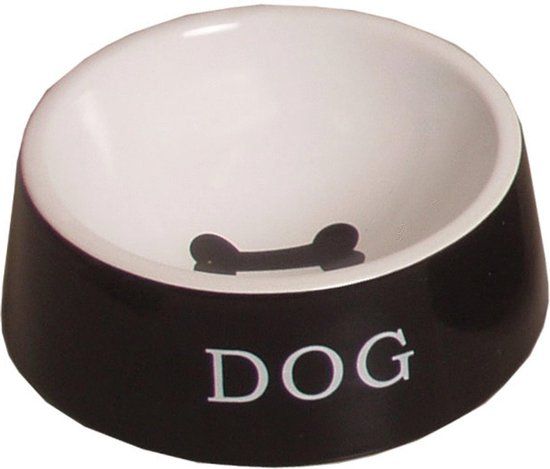 Gebr. de Boon Hond Eetbak Steen Zwart/Wit 16cm