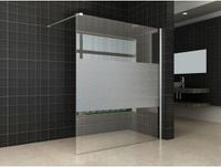 Wiesbaden Partly inloopdouche 140x200cm met 8mm NANO coating glas met satin band chroom
