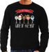 Bellatio Decorations foute kersttrui/sweater heren - Kerst wijn glazen - zwart - drank/wine L