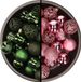 Kaemingk B.V. Boules de Noël 74x pièces - vert foncé et rose - 6 cm - plastique incassable