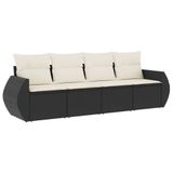 vidaXL Loungeset met Kussens, Poly Rattan, Zwart