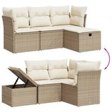 vidaXL 4-delige Loungeset met Kussens Poly Rattan Beige