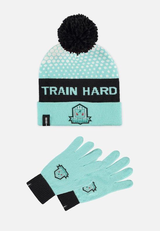 Difuzed Pokémon Bulbasaur Train Hard Muts & Handschoenen Set - Turquoise - Unisex - One size