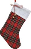 Decoris Kerstsok - Rood - Ruitjes - 23 x 45 cm - Polyester