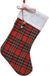 Decoris Kerstsok - Rood - Ruitjes - 23 x 45 cm - Polyester