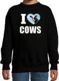 Bellatio Decorations I love cows sweater met dieren foto van een koe zwart voor kinderen - cadeau trui koeien liefhebber - kinderkleding / kleding 134/146