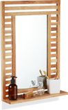 Merkloos Relaxdays Badkamerspiegel - met plank - 70 x 50 cm - hout