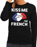 Bellatio Decorations Shoppartners Bv Kiss me I am French sweater zwart dames - feest trui dames - Frankrijk kleding XL