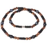 Memphis Houten Kralen ketting Mannen Natuursteen Zwart Bruin/Zwart 60 cm