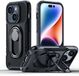 Joyroom Dual Hinge Serie - Pantsertelefoonhoesje - iPhone 14 - Ringhouder - Militaire Stijl - Zwart