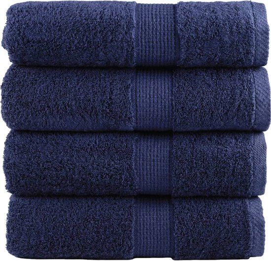 vidaXL Premium washandjes SOLUND 4 stuks marineblauw 30x30 cm 600 g/m²