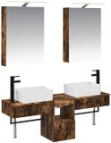 vidaXL Badkamerkast - set - 5 - st - Gerookt - eiken - Bewerkt - hout